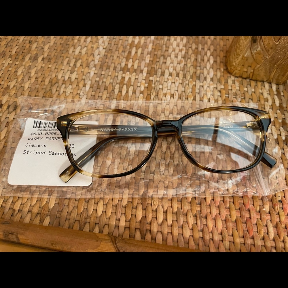 Warby Parker Clemens glasses in striped sassafras